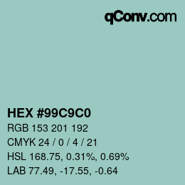 Color code: HEX #99C9C0 | qconv.com