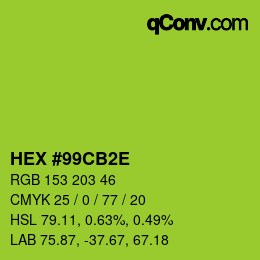 Color code: HEX #99CB2E | qconv.com