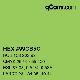 Color code: HEX #99CB5C | qconv.com