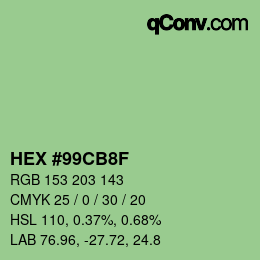 Color code: HEX #99CB8F | qconv.com
