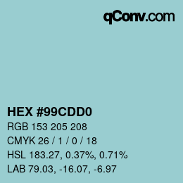カラーコード: HEX #99CDD0 | qconv.com