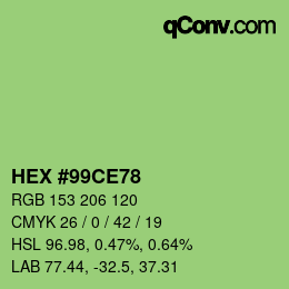 Farbcode: HEX #99CE78 | qconv.com