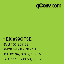 Color code: HEX #99CF3E | qconv.com