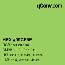 Color code: HEX #99CF5E | qconv.com