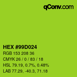 カラーコード: HEX #99D024 | qconv.com