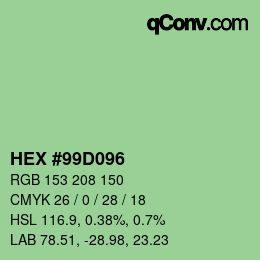 Color code: HEX #99D096 | qconv.com