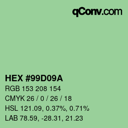 Color code: HEX #99D09A | qconv.com