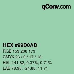 Color code: HEX #99D0AD | qconv.com