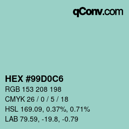 Color code: HEX #99D0C6 | qconv.com