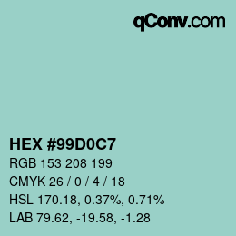 カラーコード: HEX #99D0C7 | qconv.com