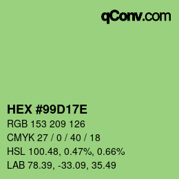 Color code: HEX #99D17E | qconv.com