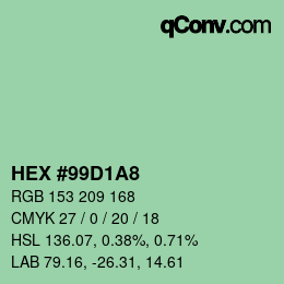 カラーコード: HEX #99D1A8 | qconv.com