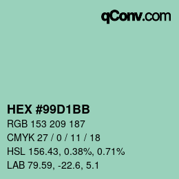 Color code: HEX #99D1BB | qconv.com