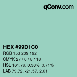 Color code: HEX #99D1C0 | qconv.com