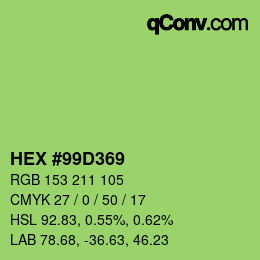 Color code: HEX #99D369 | qconv.com