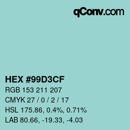 Color code: HEX #99D3CF | qconv.com