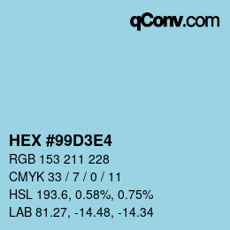 Farbcode: HEX #99D3E4 | qconv.com