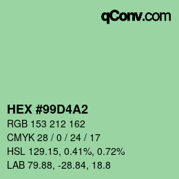 カラーコード: HEX #99D4A2 | qconv.com