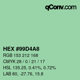 カラーコード: HEX #99D4A8 | qconv.com