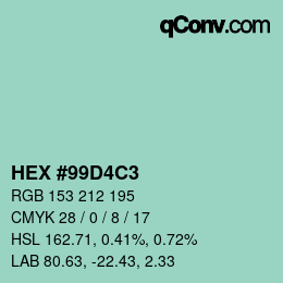 Color code: HEX #99D4C3 | qconv.com