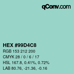 Color code: HEX #99D4C8 | qconv.com