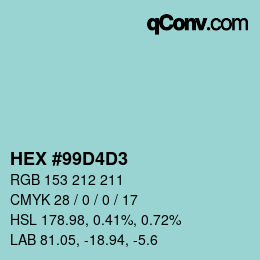 Color code: HEX #99D4D3 | qconv.com