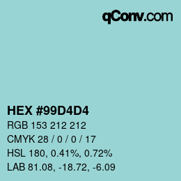 Color code: HEX #99D4D4 | qconv.com