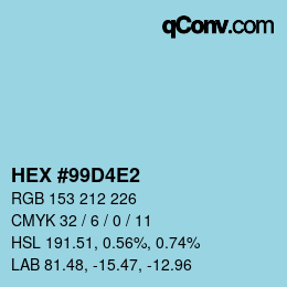 颜色代码: HEX #99D4E2 | qconv.com