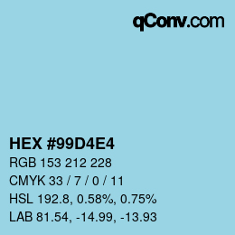 カラーコード: HEX #99D4E4 | qconv.com