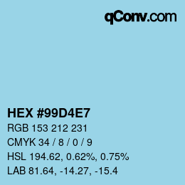 カラーコード: HEX #99D4E7 | qconv.com