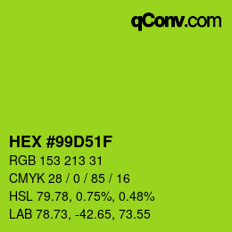 Color code: HEX #99D51F | qconv.com