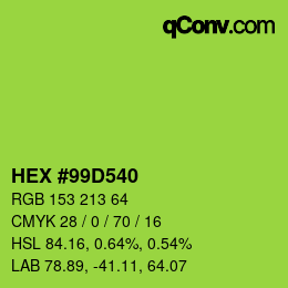 Color code: HEX #99D540 | qconv.com