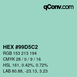 Color code: HEX #99D5C2 | qconv.com