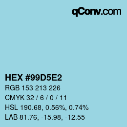 颜色代码: HEX #99D5E2 | qconv.com