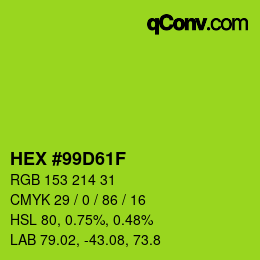 Color code: HEX #99D61F | qconv.com