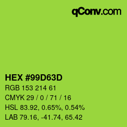 Color code: HEX #99D63D | qconv.com