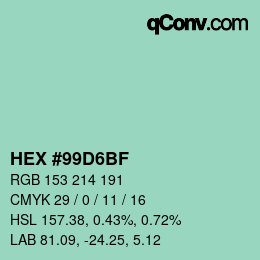 Color code: HEX #99D6BF | qconv.com