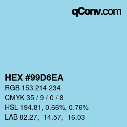 カラーコード: HEX #99D6EA | qconv.com