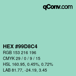 Farbcode: HEX #99D8C4 | qconv.com