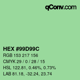 Color code: HEX #99D99C | qconv.com