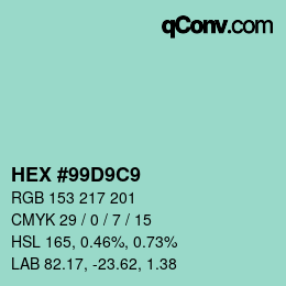 カラーコード: HEX #99D9C9 | qconv.com