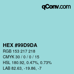 Color code: HEX #99D9DA | qconv.com
