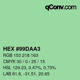 Color code: HEX #99DAA3 | qconv.com