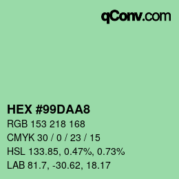 Color code: HEX #99DAA8 | qconv.com