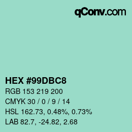 Color code: HEX #99DBC8 | qconv.com