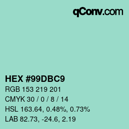 Color code: HEX #99DBC9 | qconv.com