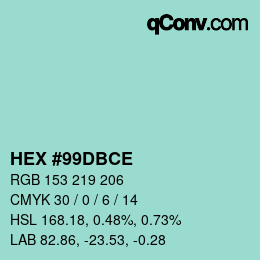カラーコード: HEX #99DBCE | qconv.com