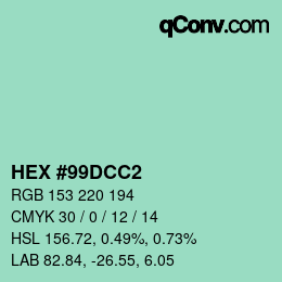 Color code: HEX #99DCC2 | qconv.com
