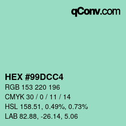 Color code: HEX #99DCC4 | qconv.com