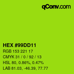 カラーコード: HEX #99DD11 | qconv.com